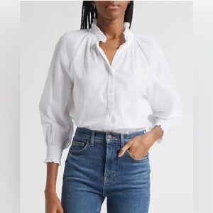 Veronica Beard Calisto ruffle collar cotton shirt NWT
